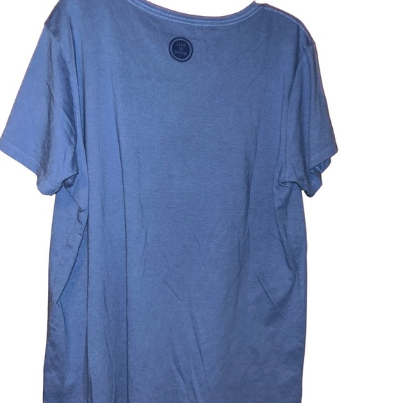 Life is Good 100% Cotton Crusher V Neck T Shirt XL “Sand by me “blue beach top - Picture 2 of 4